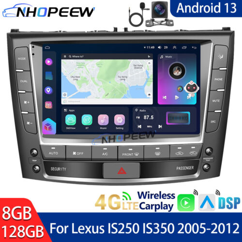 8+128GB Android 13 Carplay Car Radio GPS WIFI 4G For Lexus IS250 IS350 2005-2012