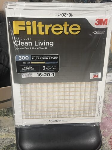 6 Pack 3M Filtrete Clean Living Dust Reducing 300 MPR 16″ x 20″ x 1″ Filters