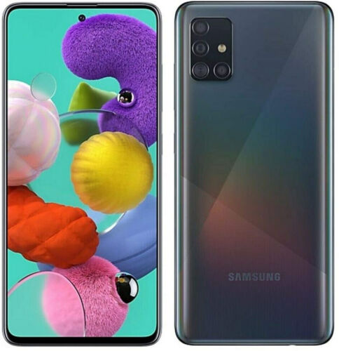 Used Samsung Galaxy A51 (2019), Fully Unlocked, 128GB, Black, Missing SIM Tray