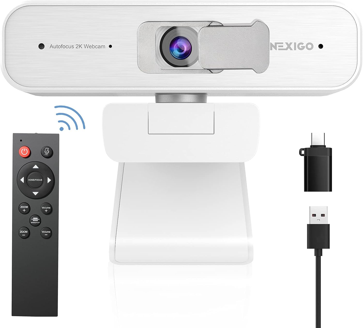 Zoom Certified, NexiGo N940P (Gen 2) 2K Zoomable Webcam with Remote and Software Controls, _Starvis Sensor, 1080P@ 60FPS, 3X Zoom in, Dual Stereo Microphones, for Zoom/Skype/Teams/Webex (White)