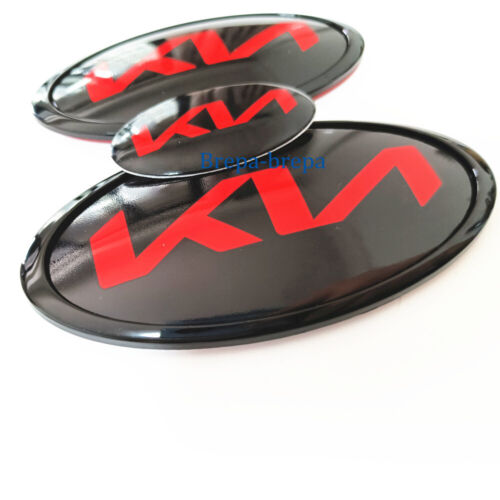 3PC Black Red KN Front Emblem Trunk Steering Car Badge For K5 FORTE OPTIMA