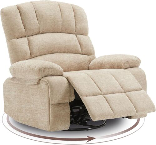 360° Swivel Rocker Recliner Chair Oversized Manual Nursery Glider Single Sofa