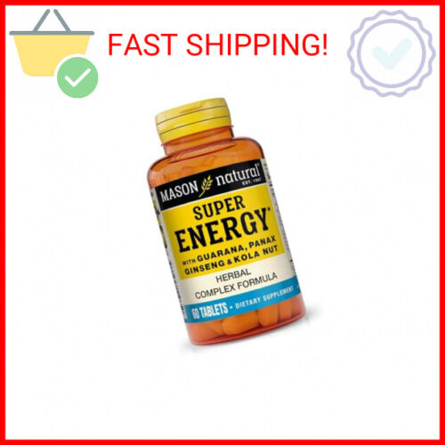 MASON NATURAL Super Energy, Made with Guarana, Panax Ginseng & Kola Nut for Opti