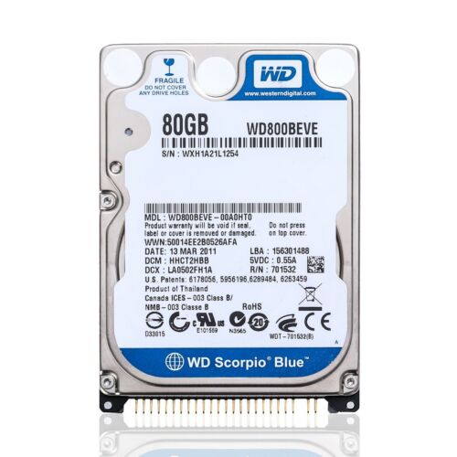 Western Digital 80GB WD800BEVE 5400RPM PATA IDE 2.5″ Laptop HDD Hard Disk Drive