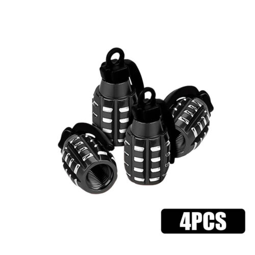 4pcs Tire Wheel Valve Stem Cap Set Metal Grenade Bomb Air Dust Cover Caps Trim