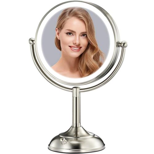 10″ Extra Large 17″ Tall Lighted Makeup Mirror, 1X/5X Undistorted Magnifying …