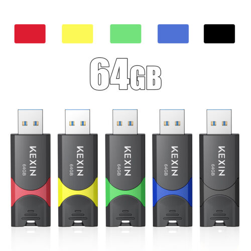 5Pack 64GB USB 3.0 Flash Drive Memory Stick Thumb Drive Retractable Data Storage