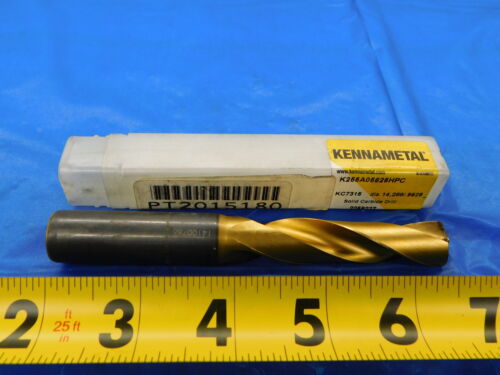 KENNAMETAL 9/16 O.D. TiN CARBIDE COOLANT JOBBER DRILL BIT K225A05625HPC .5625