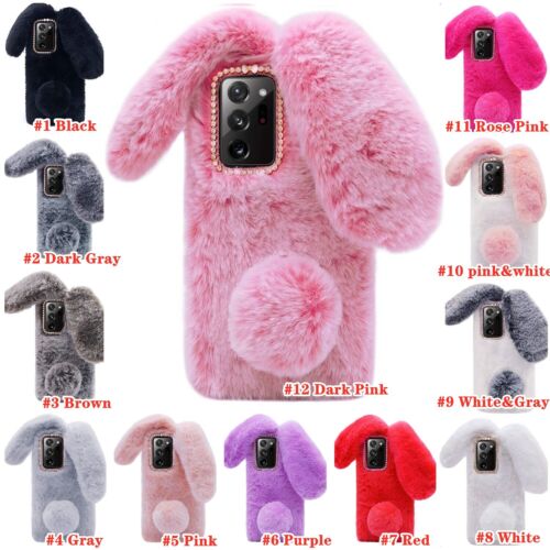 Girly Cute Pet Nap Case , Cute Faux Fur Fluffy Plush Shockproof Warm Phone Cover