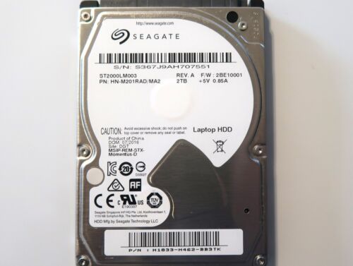 Seagate ST2000LM003 HN-M201RAD/MA2 2BE10001 (S367) H1833-H462 2.5″ 2TB 07/2016