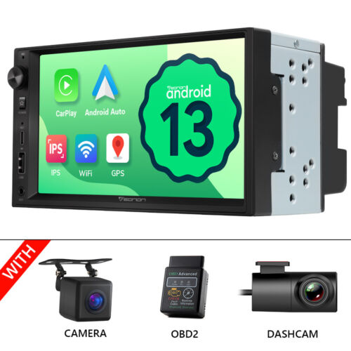 CAM+OBD+DVR+Double 2DIN In Dash 7″ Android Auto 13 Car Play Stereo Radio GPS Nav