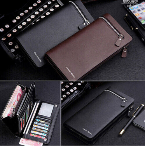 Mens Leather Wallet Large Capacity Multi Card Holder Long Purse Billfold Clutch