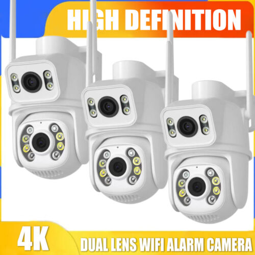 4K WiFi IP Outdoor Camera 4X Zoom Dual Lens CCTV Home Security PTZ IR Cam iCSee#