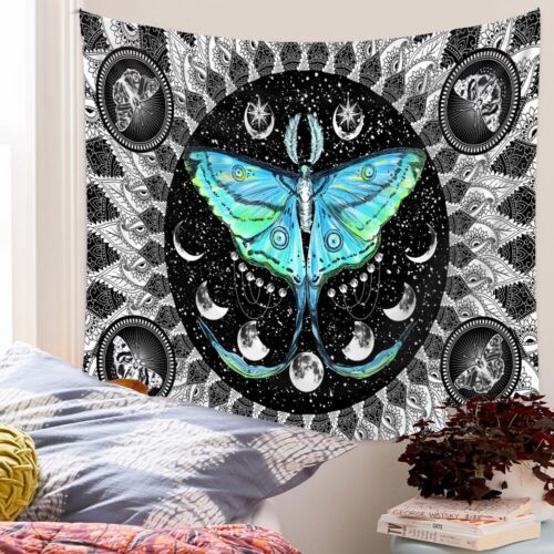 Blue Butterfly Extra Large Tapestry Boho Floral Plant Moonphase Tapestries