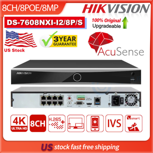 Hikvision 4K 12MP 8CH AcuSense DS-7608NXI-I2/8P/S Video Recorder Deep Learning