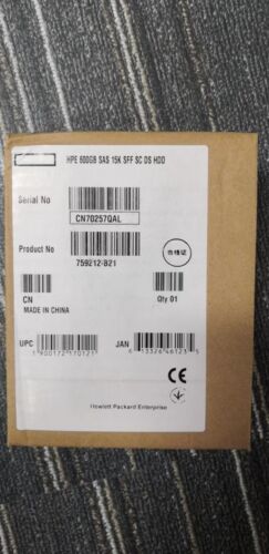 HPE 759212-B21 759548-001 600GB 12G SAS 15K 2.5″ HDD ENT SC NEW US