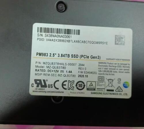 Samsung PM983 3.84TB SSD 2.5″ NVMe PCIe Gen 3 U.2 MZQLB3T8HALS-00007 MZ-QLB3T80