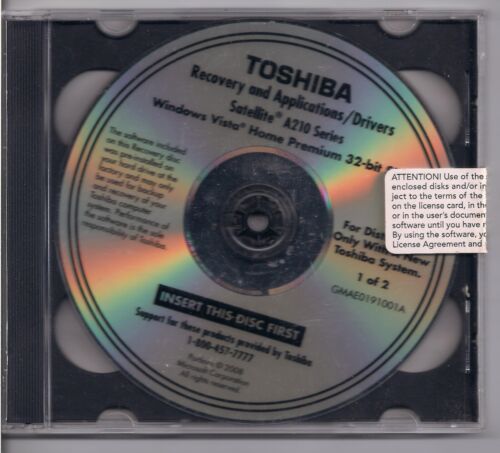 Toshiba Satellite A210 Series: Recovery and Applications/Drivers Media CD”S