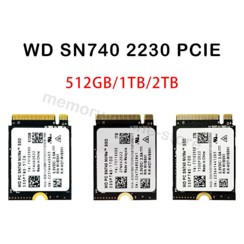 WD SN740 512GB 1TB 2TB M.2 2230 SSD NVMe PCIe4x4 PC For Steam Deck ASUS ROG Flow