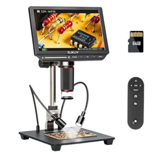 Elikliv 4K Digital Microscope EM4K 8″ Coin Microscope 2000X 52MP HDMI Soldering