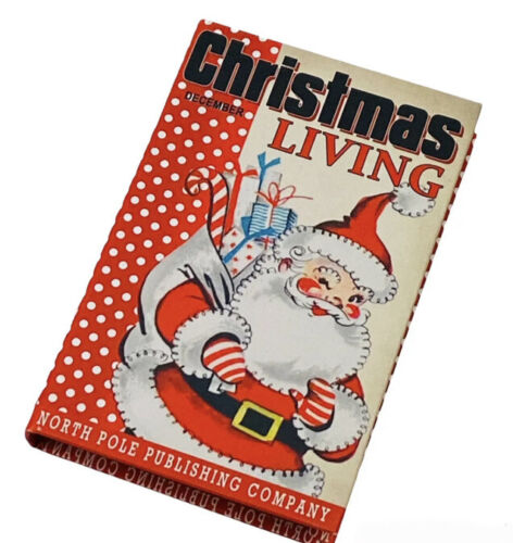 Retro Merry Christmas Santa Faux Book Storage Gift Stash Box Wooden 8in