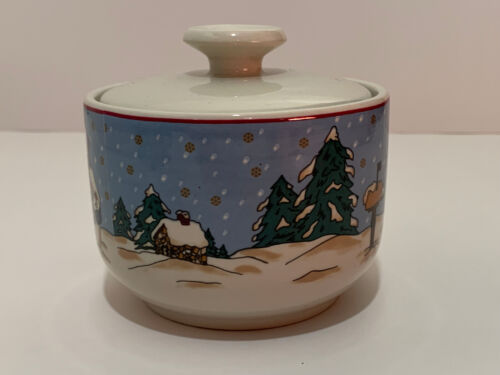 Meiwa Snowmen Serenade II Sugar Bowl with Lid