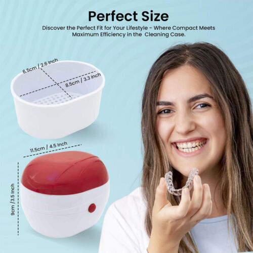 Automatic Denture Cup Cleaning Retainer Case Portable Retainer Cleaner Case