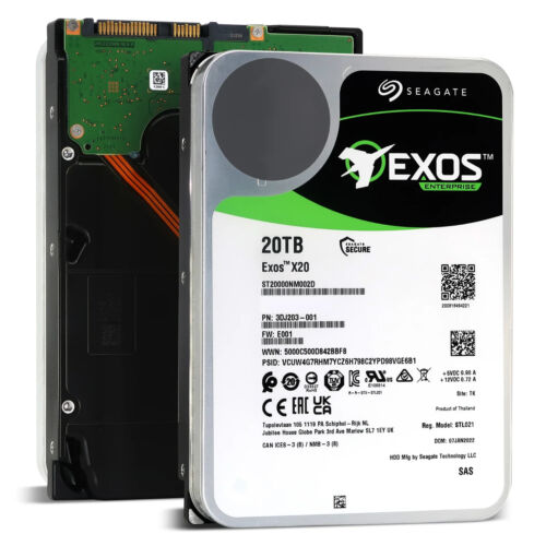 Seagate Exos X20 20TB SAS 12Gb/s 3.5″ Enterprise Hard Drive – ST20000NM002D