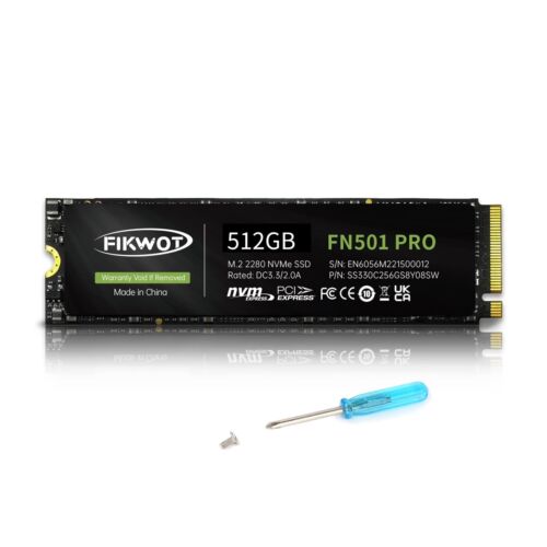 FN501 Pro 512GB NVMe SSD – M.2 2280 PCIe Gen3 x4 Internal Solid State Drive w…