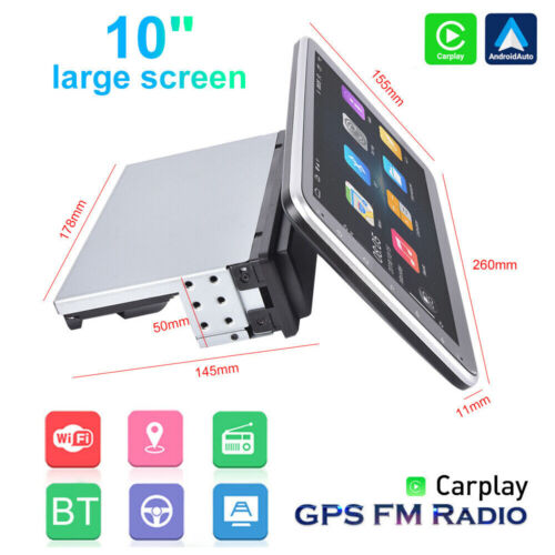 Single 1DIN Rotatable 10.1” Android 13 Touch Screen Car Stereo Radio GPS Wifi