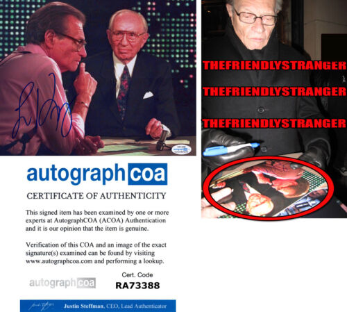 LARRY KING signed “LARRY KING LIVE” 8X10 Photo EXACT PROOF d CNN RIP ACOA COA