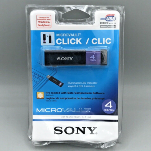 Sony MicroVault Retractable USB 2.0 Flash Drive 4GB New!  NIP Sealed Thumb Stick