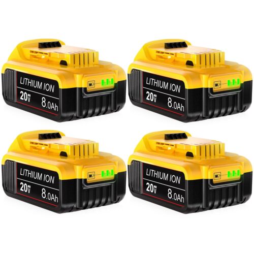 4 Pack 8.0AH For DeWalt 20V 20 Volt Max XR Lithium Ion Battery DCB206-2 DCB205-2