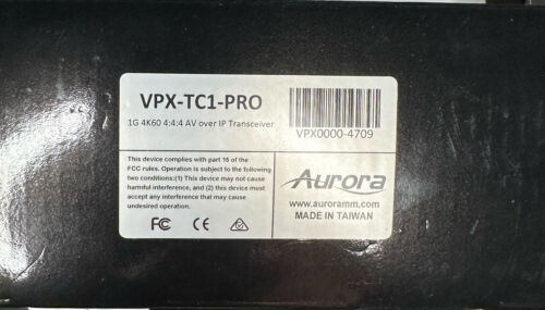 Aurora VPX-TC1-Pro Transceiver 4K60 4:4:4 1Gbps Zero Frame Latency AV over IP