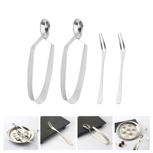 4 Pcs Serving Platter Baked Snail Tableware Fork Mini Tongs