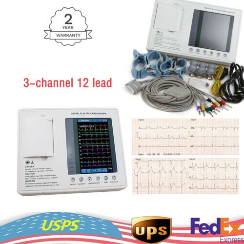 3-Channel 12-Lead Color Screen EKG Machine LCD Display for Medical Diagnosis