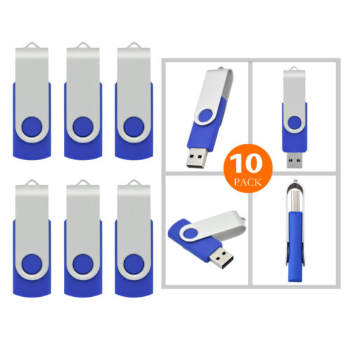 10Pack 1GB-32GB USB Memory Stick 2.0 Swivel Flash Drive Metal Data Storage Pen