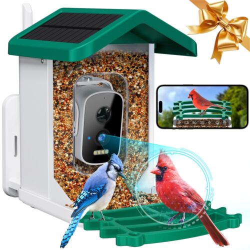 Smart Bird Feeder with Camera Solar Powered, AI Identify Bird Species 2.5k HD…