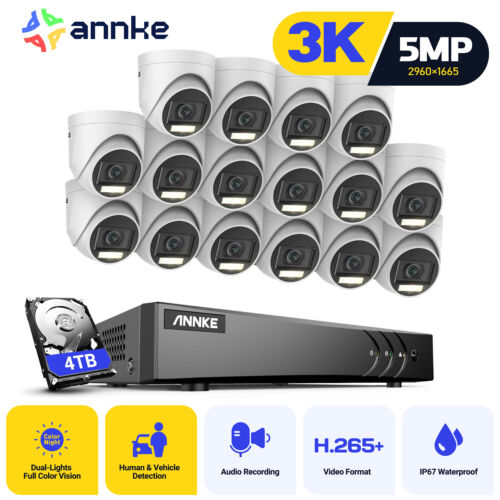 ANNKE 16CH DVR 5MP Audio Security Camera System Color Night  AI Human Detection