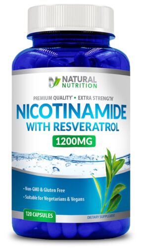 EXTRA STRENGTH Nicotinamide with Resveratrol  1200mg Vitamin B-3  – 120 Count