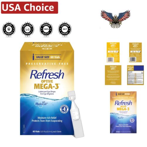 Optive MEGA-3 Artificial Tears: 60 Count Flaxseed Oil Eye Drops for Comfort