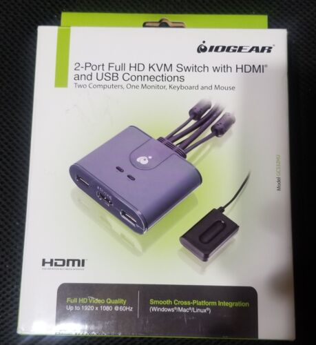 IOGEAR 2-Port Full HD KVM Switch with HDMI and USB Connections #GCS32HU