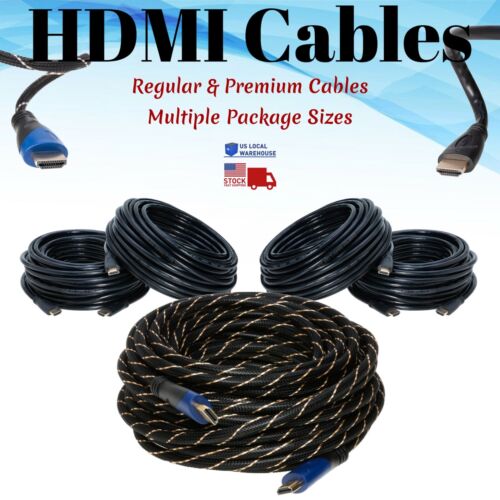 HDMI Cable 4K Premium UHD 1080P HDTV 3D High Speed Multi-Pack 1.5ft to 50ft Lot