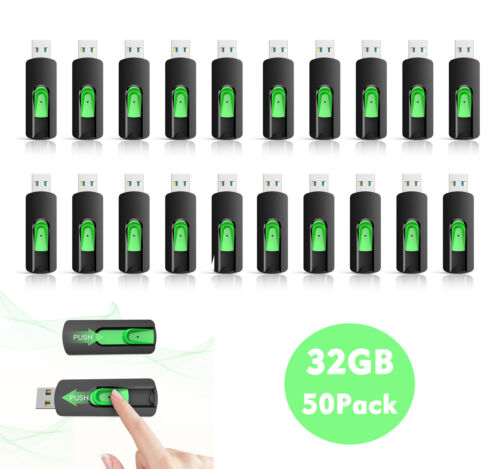 50 Pack 32GB Memory Stick USB 2.0 Retractable Thumb Drive Pen Drive Data Storage