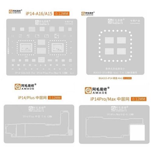 Amaoe Reballing Stencil For iPhone 14 CPU Nand Flash Middle Layer Steel Mesh