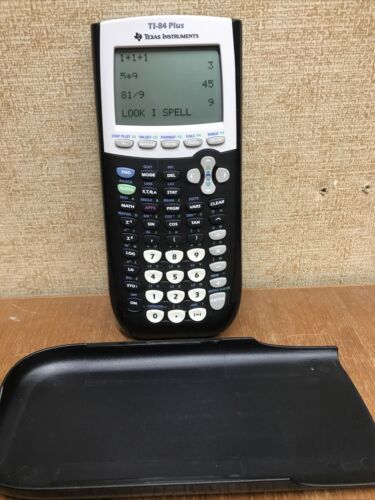 Texas Instruments TI-84 Plus Calculator With Cover Black Tested Great Condition