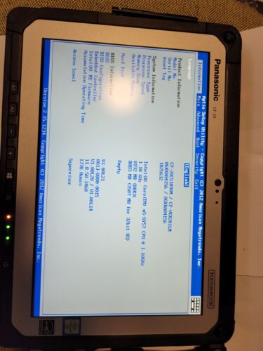 clean Panasonic  CF-20   locked password no ssd w/battery no include keyboard