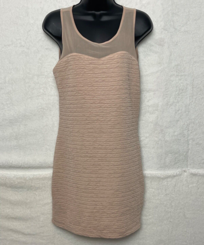 Xai Dress Womens Large Pink Sleeveless Bodycon Round Neck Sheer Keyhole Back