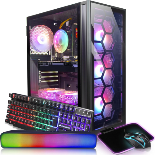 Stgaubron Gaming Desktop PC, Intel Core I7 3.4G up to 3.9G, 32G RAM, 1T SSD, Gef