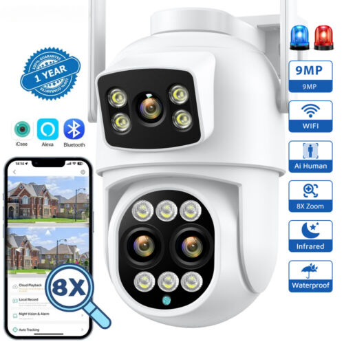 9MP PTZ Wifi Camera Dual Screen 8X Zoom Human Detection Security Protection